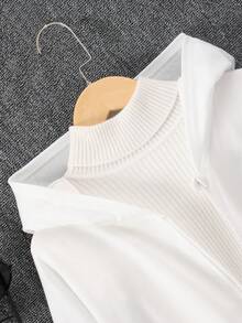 青少年秋冬季休閒蜘蛛印花連帽衫 - 白色 - 查看 4