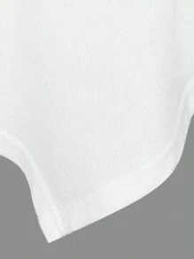 SHEIN LUNE Plus Size Women'S Stand Collar Long Sleeve Asymmetrical Hem T-Shirt - White - View 4