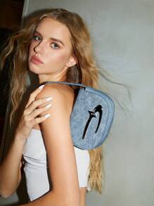 SHEIN ICON 女士手提包，时尚，简约，个性化，百搭，甜美酷女孩，辣妹，Y2K，街头风 - 藍色 - 查看 2