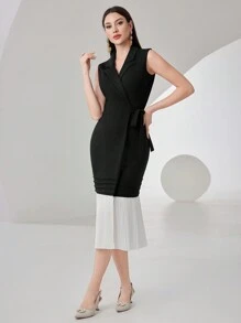 Modelyn Women'S Regular Fit Sleeveless Jacket With Side Knot Detail