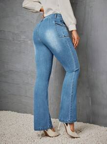 SHEIN Privé Women'S Flared Jeans - Medium Wash - View 2