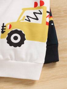 2 Miếng Em bé Con trai Thú vị Ô tô/xe hơi Mẫu Tay áo dài Vòng cổ Áo nỉ Bộ - Nhiều màu - Xem 3