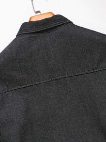 Manfinity Homme Loose Fit Men's Brushed Casual Denim Shirt - Black - View 4