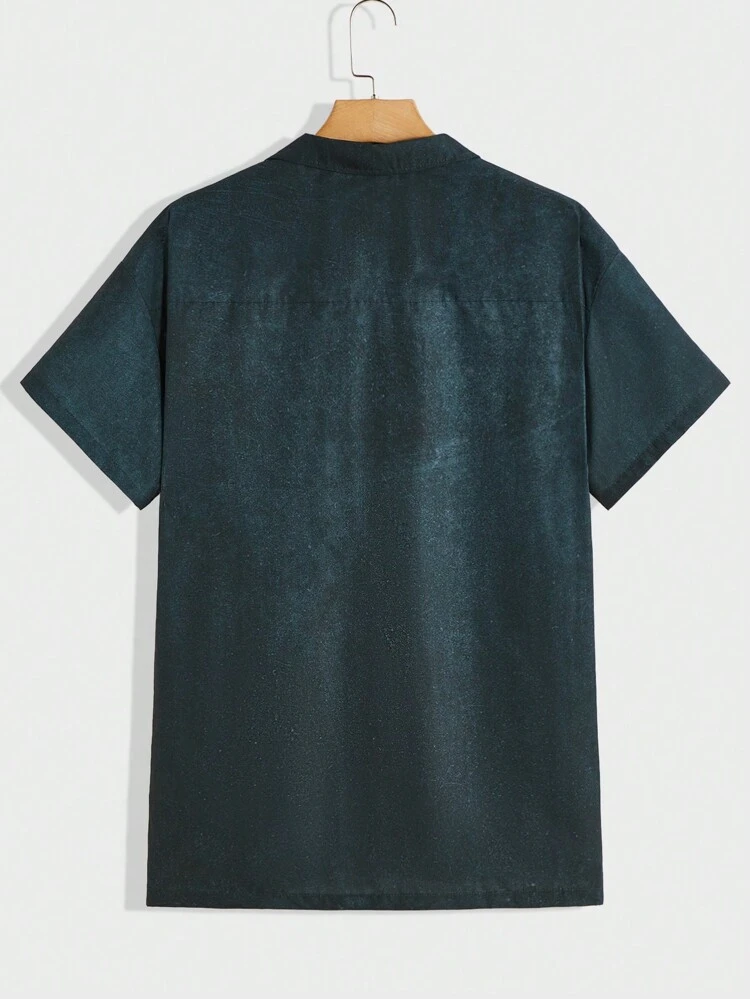 Loose Fit Men's Printed Short Sleeve Woven Shirt