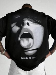 Manfinity EMRG T-shirt à manches courtes ample pour hommes avec impression graphique de personnage, streetwear, cadeau pour petit ami