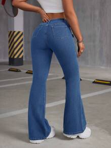SHEIN ICON Jednolity kolor Flared Jeans