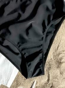 Swim Vcay 珍珠装饰分体比基尼套装夏日海滩 - 黑色 - 查看 5