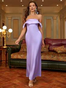 PARTHEA Satin Kleid Mit Off-shoulder Schnitt