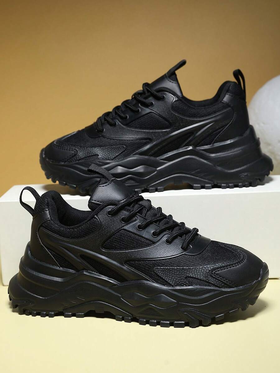 Męskie kolorowe litery wygodne sznurowane grube trampki lekkie oddychające męskie buty do biegania, sportowe przednie buty sportowe na świeżym powietrzu dla mężczyzn