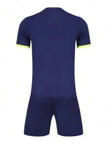 Riding 男士印花足球球衣套裝 - 藍色 - 查看 2