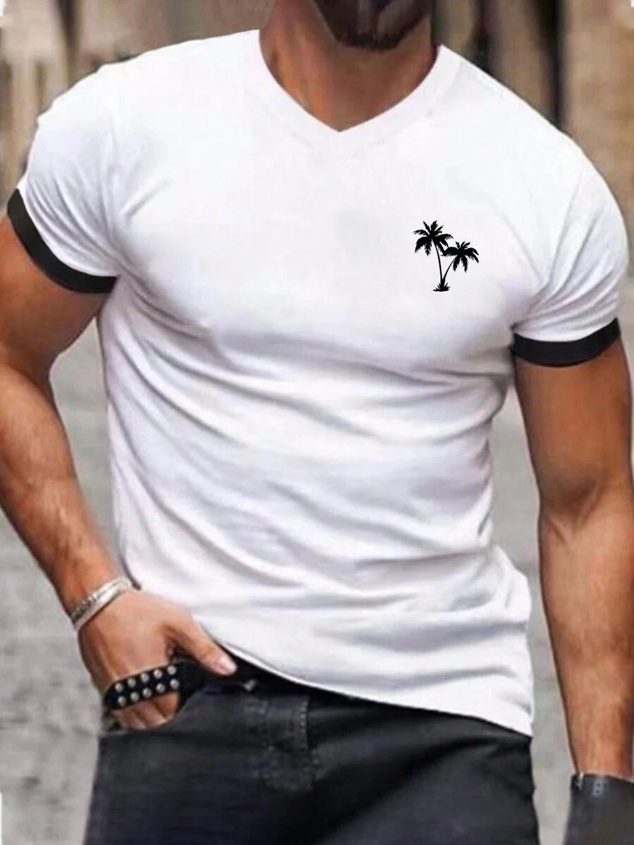 Manfinity RSRT Nam Cây dừa In Ngắn tay Áo thun - trắng - Xem 1
