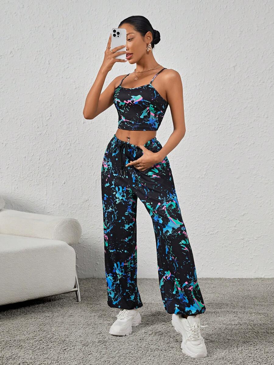 SHEIN Coolane Của phụ nữ In toàn bộ Dệt kim Thon gọn Bộ đồ - Nhiều màu - Xem 1