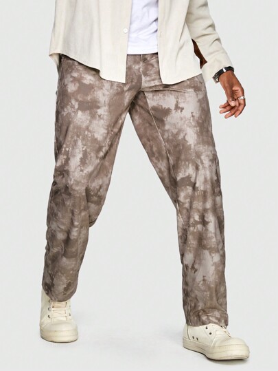 Street Life Men's Tie-dyed Suit Pants With Built-in Zipper