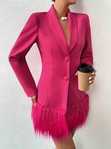 Allurite Vá lại Viền tua Áo vest - Màu Hồng Tươi - Xem 6