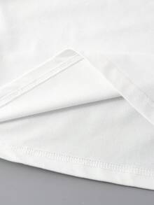SHEIN LUNE 大尺碼文字印花寬鬆休閒圓領短袖襯衫 - 白色 - 查看 4