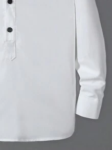 SHEIN 男童立领长袖衬衫 - 白色 - 查看 3