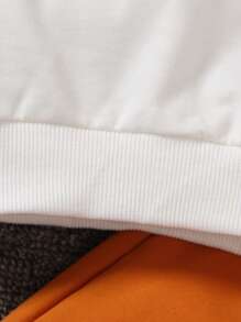 SHEIN 幼兒男童字母印花圓領運動衫和運動褲套裝 - 橘色 - 查看 3