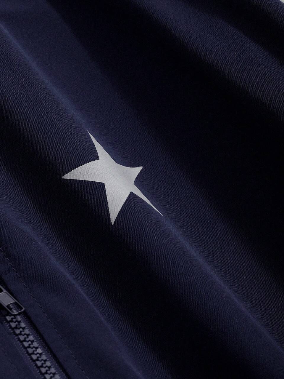 Star Print Striped Side Zip Up Bomber Jacket