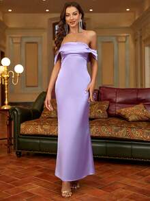 PARTHEA Satin Kleid Mit Off-shoulder Schnitt