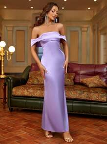 PARTHEA Satin Kleid Mit Off-shoulder Schnitt