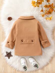 男嬰加厚駱駝色毛呢外套,適合秋冬季節保暖及日常休閒穿著 - 彩色 - 查看 2