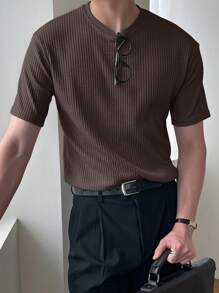 DAZY Camiseta De Punto Acanalado De Verano Para Hombre