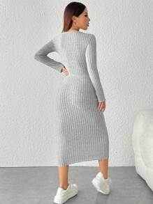 SHEIN PETITE Vestido Maxi De Manga Larga