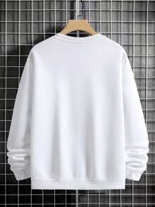 Manfinity Homme Men's Letter Printed Thermal Lined Sweatshirt - White - View 7