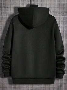 GENTILAND 男士熊和字母印花束口連帽卫衣和裤子套装 - 黑色 - 查看 4