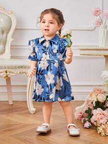 Kurzarmkleid Für Baby-mädchen Mit Blumenmuster