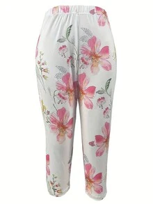 Plus Size Women's Printed Capri Pants - White - View 3