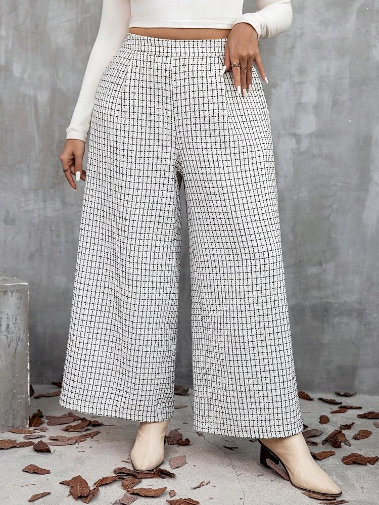 Plus Size Plaid Wide-Leg Pants
