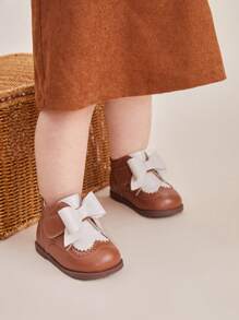 Cozy Pixies Cute Fashionable Bowknot Design Warm Baby Short Boots With Comfortable Soft Sole And Non-slip Feature - Brown - View 3