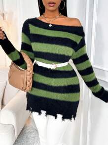 Zolique Women'S Striped Plush Sweater