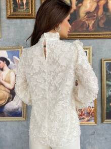 Firerie 女士优雅提花荷叶边衬衫，适合约会