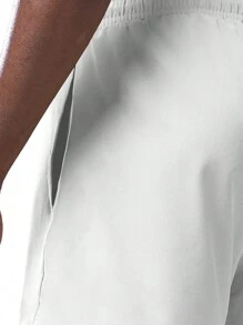 Manfinity Sport Corelite Boyfriend Style Men's Drawstring Waist Sports Shorts With Slanted Pocket, White Shorts Jogger Shorts