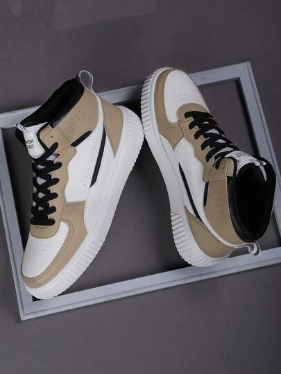 Plus Size Men's Casual High-Top Sneakers, Skateboard Shoes, Sports Shoes