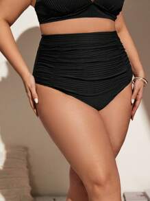 Swim Basics Summer Beach Women's Plus Size Solid Color Ruffled Bikini Bottom