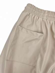 SHEIN EZwear Drawstring Waist Cargo Pants - Apricot - View 4