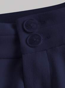 SHEIN MOD Quần ống đứng lưng cao màu trơn - Màu xanh hải quân - Xem 3