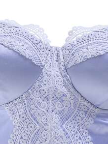 Enchnt Women's Lace Trim Strappy Tank Top With Ribbon Shoulder Strap - Blue - View 9