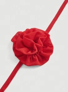 SHEIN MOD 露肩荷葉邊百褶無背禮服裙 - 紅色 - 查看 4