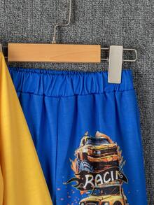 SHEIN 男童(幼童/小童) 2入組汽車和字母印花服裝套裝 - 彩色 - 查看 6