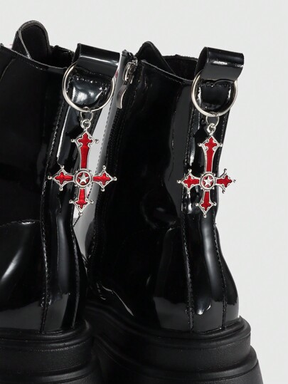 Goth 2pcs/Set Punk Style Red Cross Shaped Boot Decoration Fall