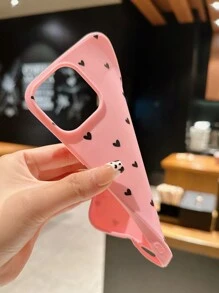 Maryam Alam Funda para teléfono con corazón rosa estilo "girlcore" a prueba de caídas, ideal para días festivos, el amor y el Día de San Valentín - Negro - Ver 2
