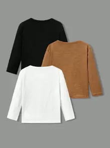 SHEIN 年輕男孩3件套舒適時尚長袖t恤