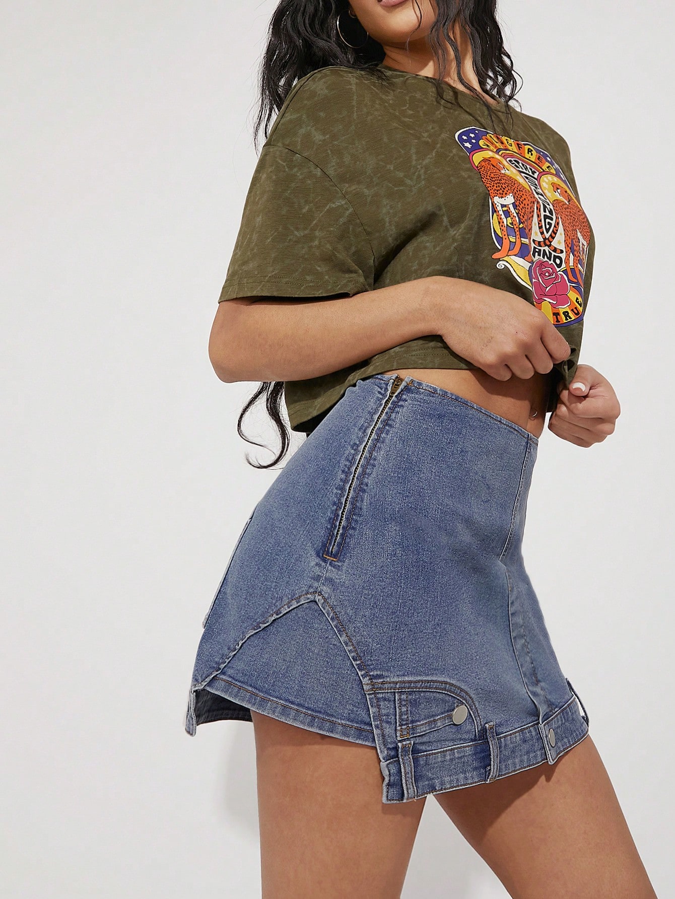 SHEIN Haute Womens Deconstructed Denim Skorts | SHEIN USA
