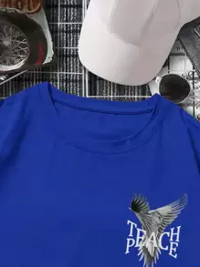 Manfinity LEGND Men's Pigeon And Letter Printed T-Shirt - Royal Blue - View 5