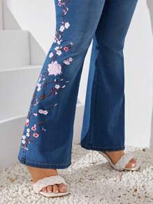 Selenza Denim ukuran plus Kantong Split Zip Bunga - Medium Wash - View 6