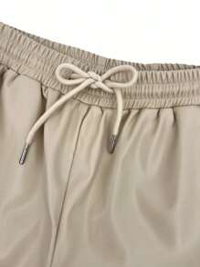 SHEIN EZwear Drawstring Waist Cargo Pants - Apricot - View 5